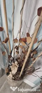 Vaza Sticla & Flori Decorative