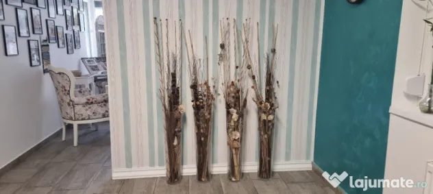 Vaza Sticla & Flori Decorative