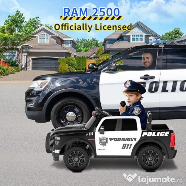 Masinuta electrica de politie DODGE RAM 2500 REBEL, 400W, 24V