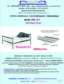 Pat metalic - 1 persoana - single - Oferta Speciala!