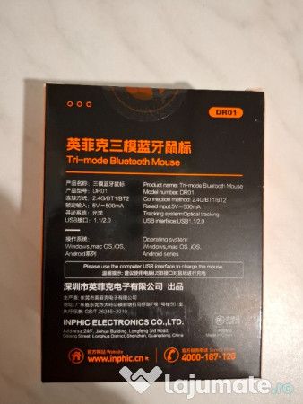 Mouse optic wireless bluetooth tri-mode 4.0 5.0 2.4 GHz INPHIC sigilat