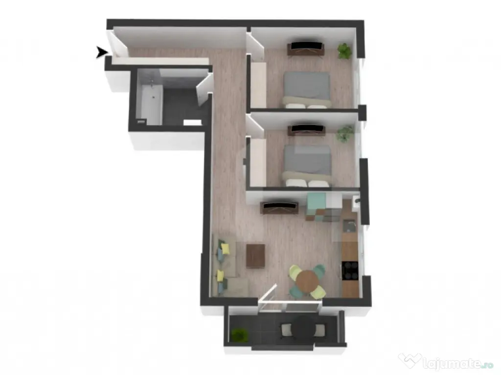 Ocazie! Apartament modern semifinisat, cu 3 camere, 60 mp, e