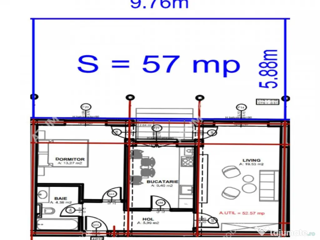 Apartament cu 2 camere decomandate si gradina proprie zona D 