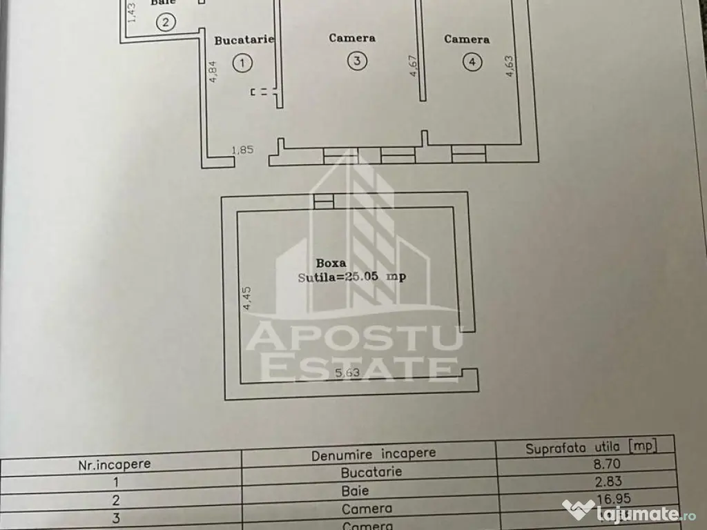 Apartament 2 camere, curte comuna,zona Traian 