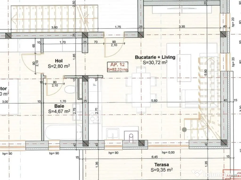 Apartament cu 3 camere si 2 bai, scara interioara, dispon...