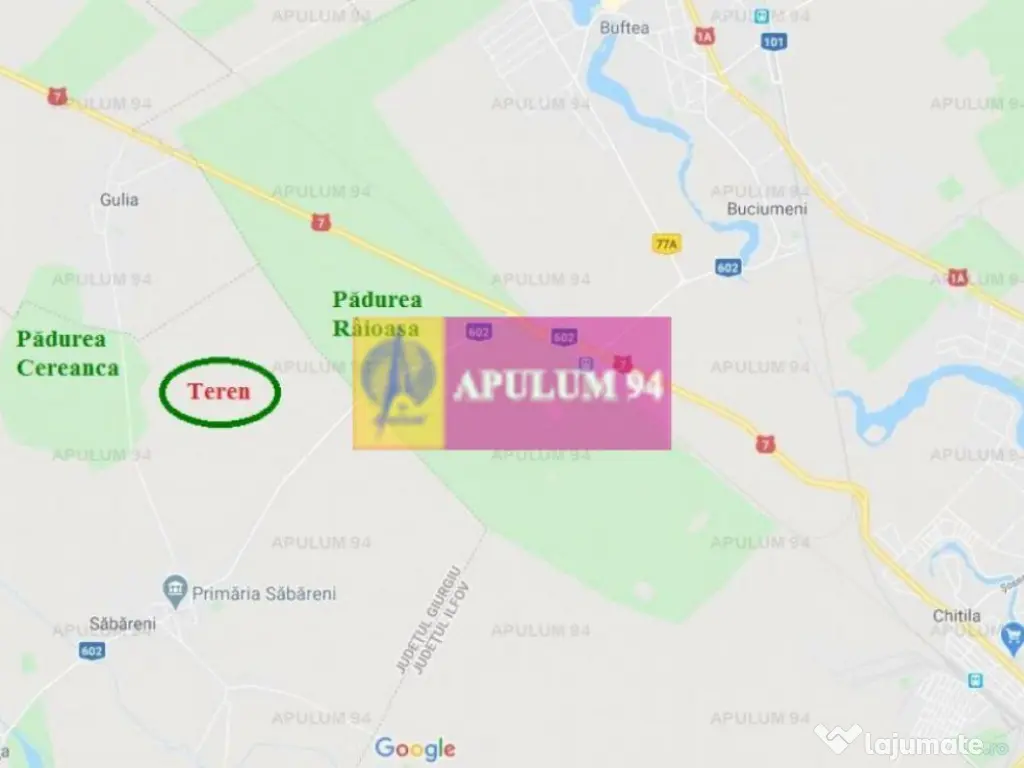 Săbăreni, teren intravilan construibill, la 300 m de p?... 