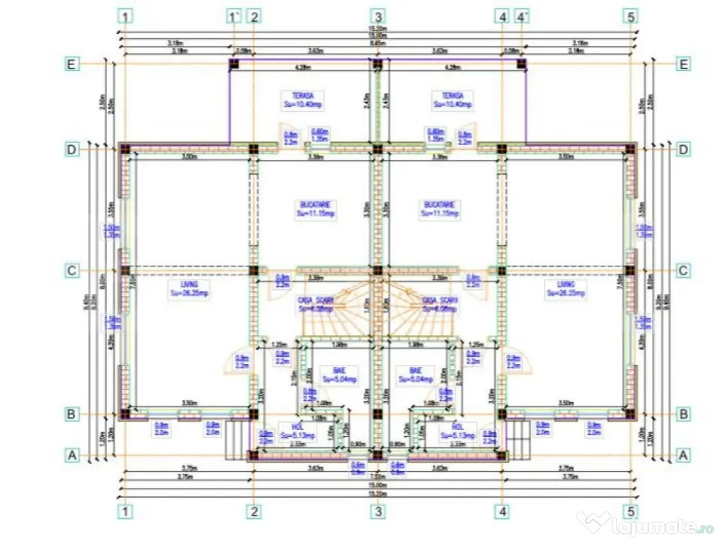 Duplex de vanzare, cu 4 camere, 100 mp+250 mp teren, zona Ip