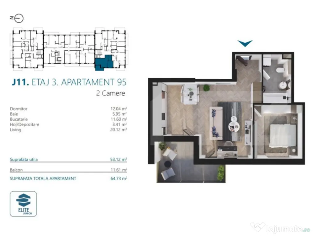 Apartament cu 2 camere, 53 mp, Ansamblu Rezidential, zona RI 