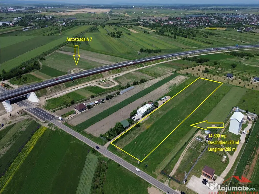 Teren 14.300 mp, D=50 ml, langa nod autrostrada A7