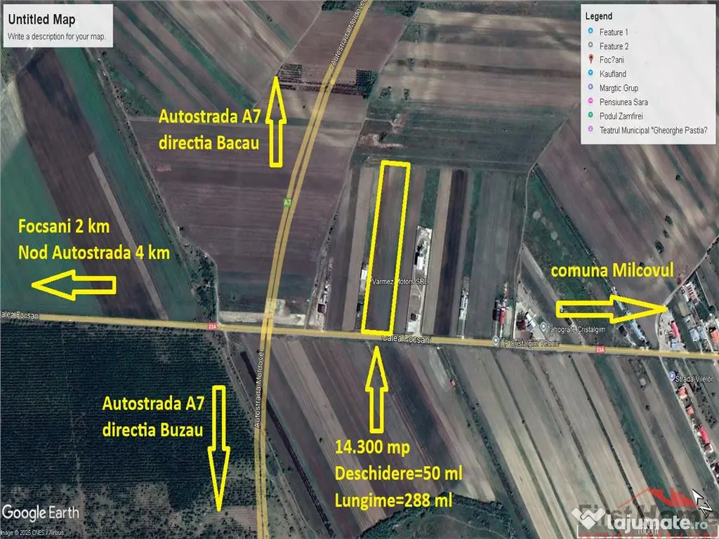 Teren 14.300 mp, D=50 ml, langa nod autrostrada A7 