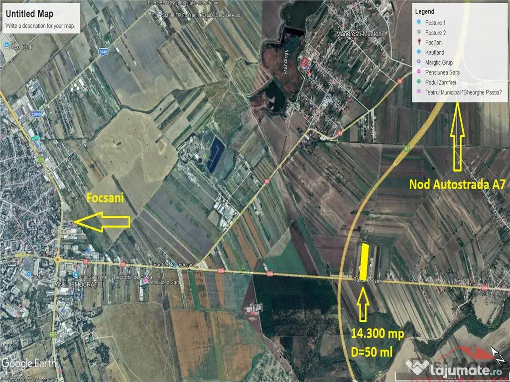 Teren 14.300 mp, D=50 ml, langa nod autrostrada A7 