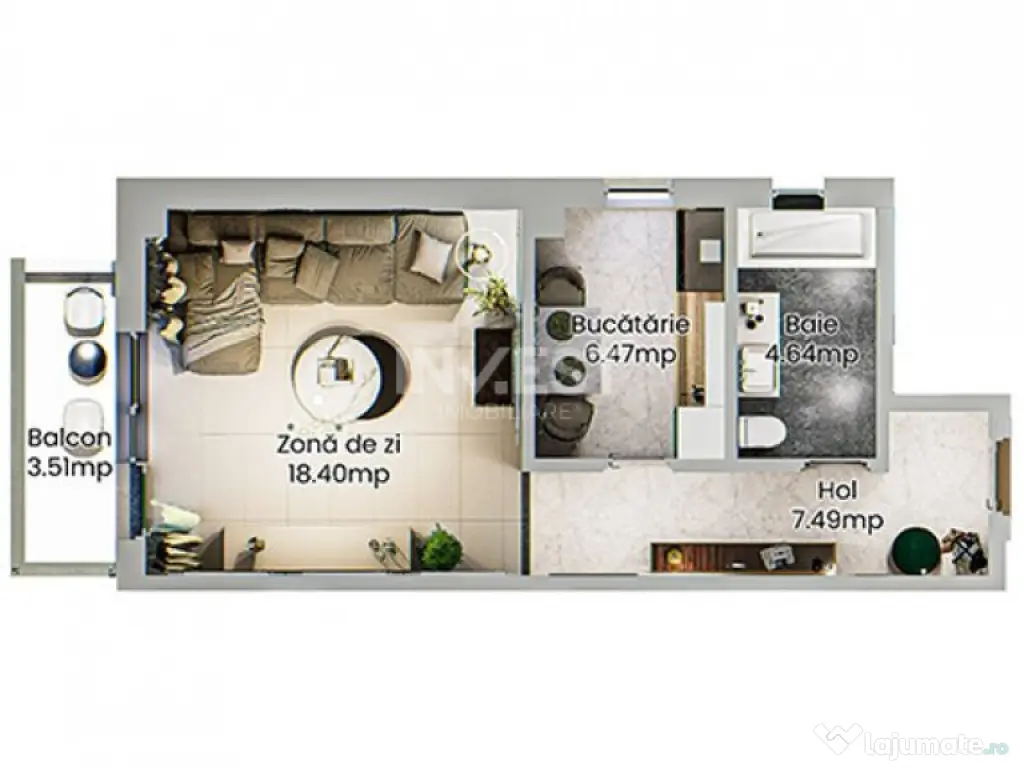 Apartament 1 cameră - spațios într-un complex rezidenția