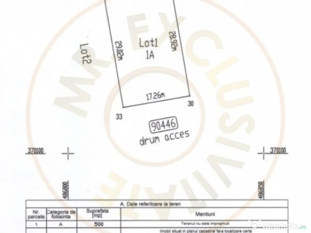 Teren 500 mp intravilan Smeura Stoenari - 4 loturi