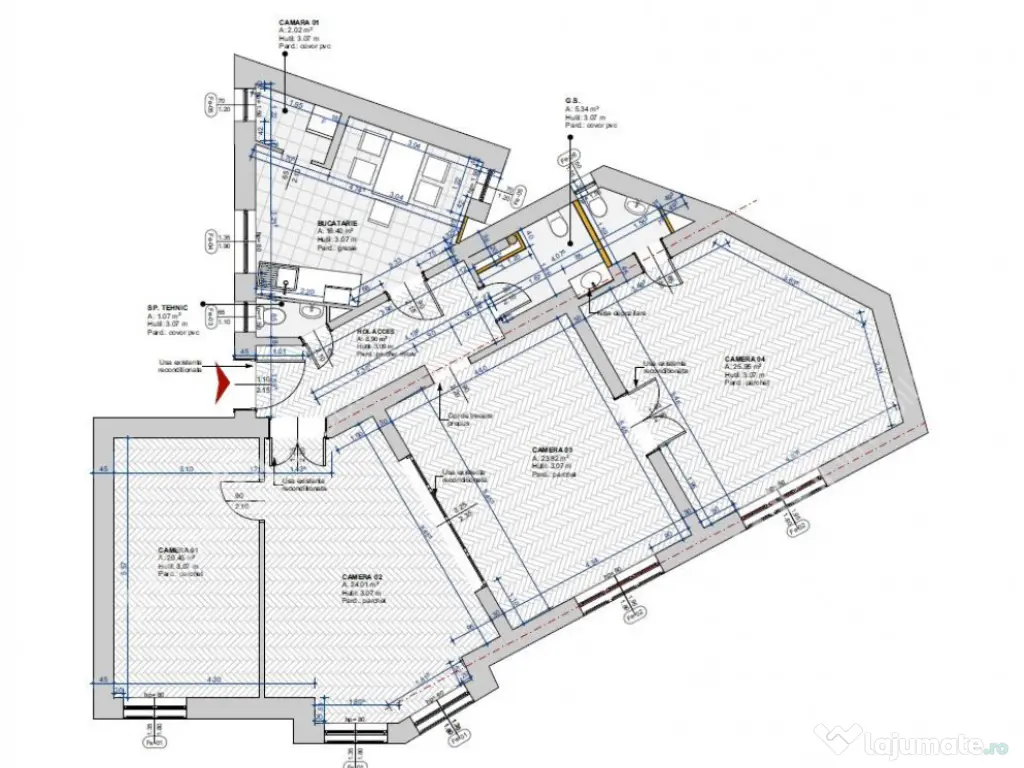 Spatiu de birouri cu 4 camere si 3 bai in zona centrala din 