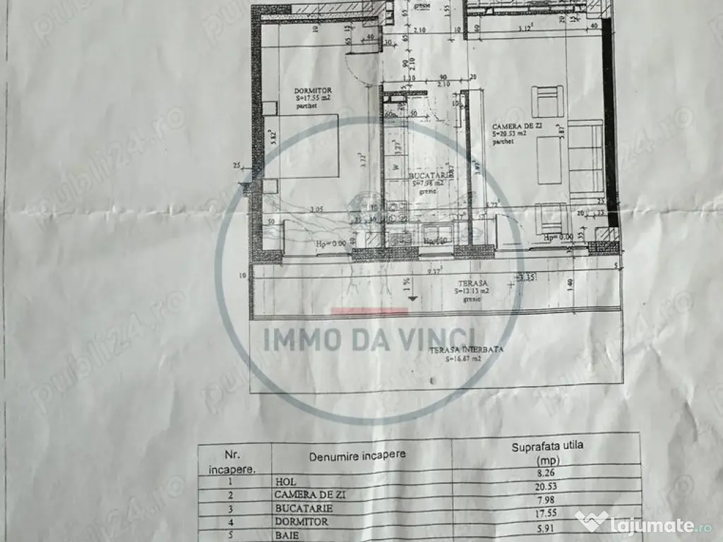 Vând Apartament 2 camere, 60 mp utili + terasă 30 mp
