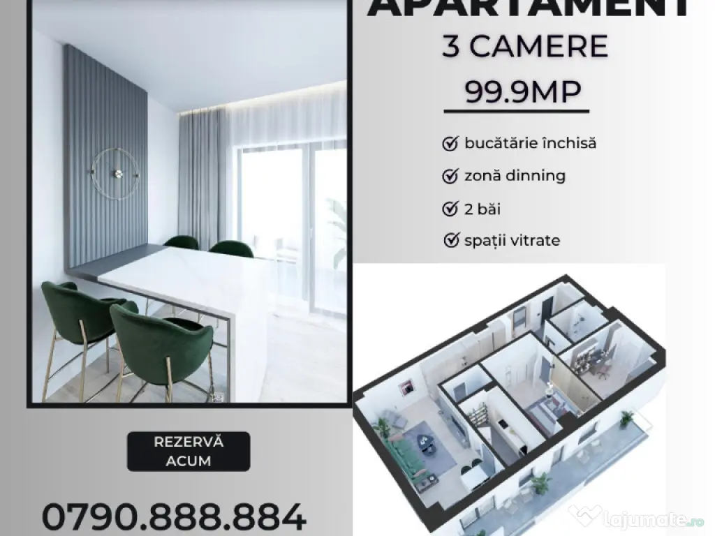 ADAMANT TOWERS, 3 camere, 3B, decomandat, CUG - Nicolina 