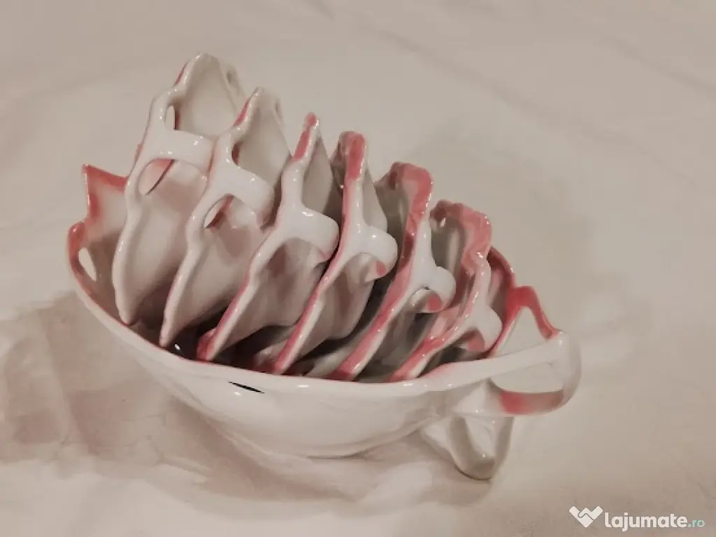 Set desert/aperitiv vintage "Concord Japan"-Porțelan fin formă frunza