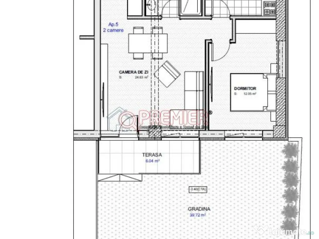 Parcul Carol - Tineretului - 2 camere si 40mp curte 