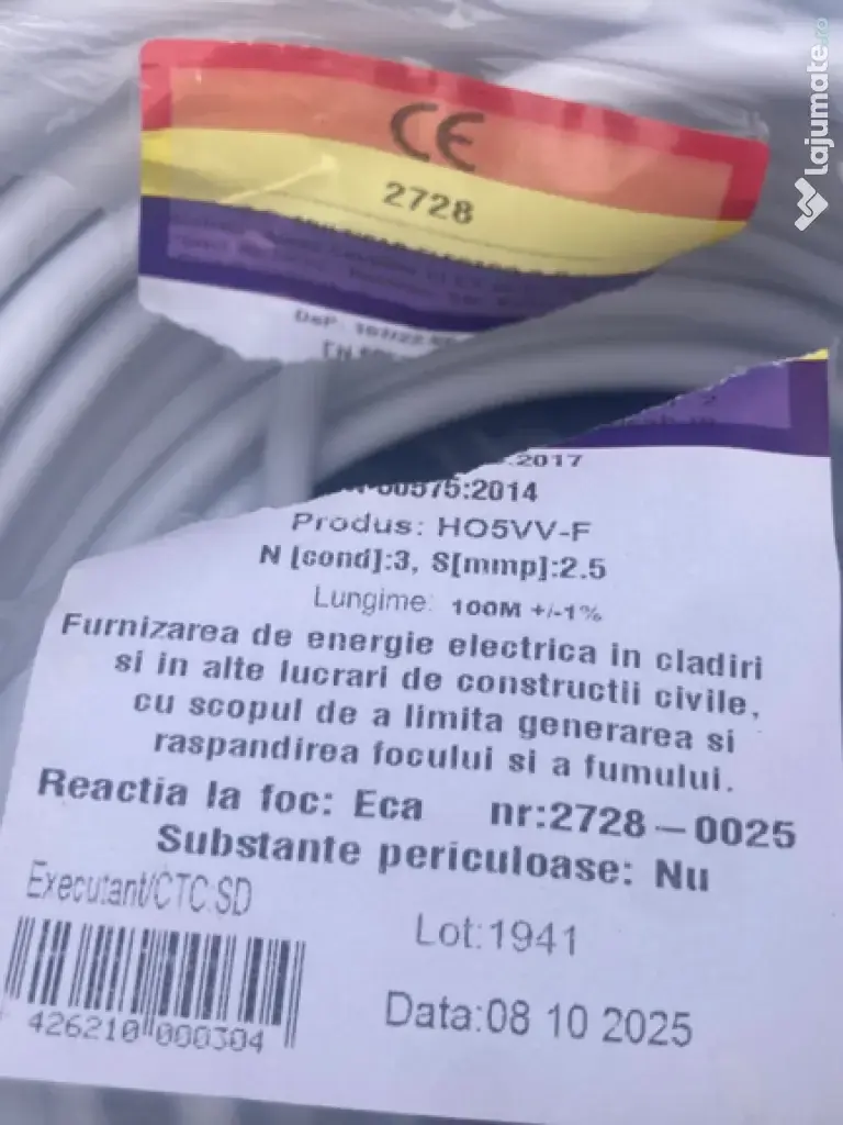 Cablu Litat 3x2,5mm și 3x1,5mm role 100m 