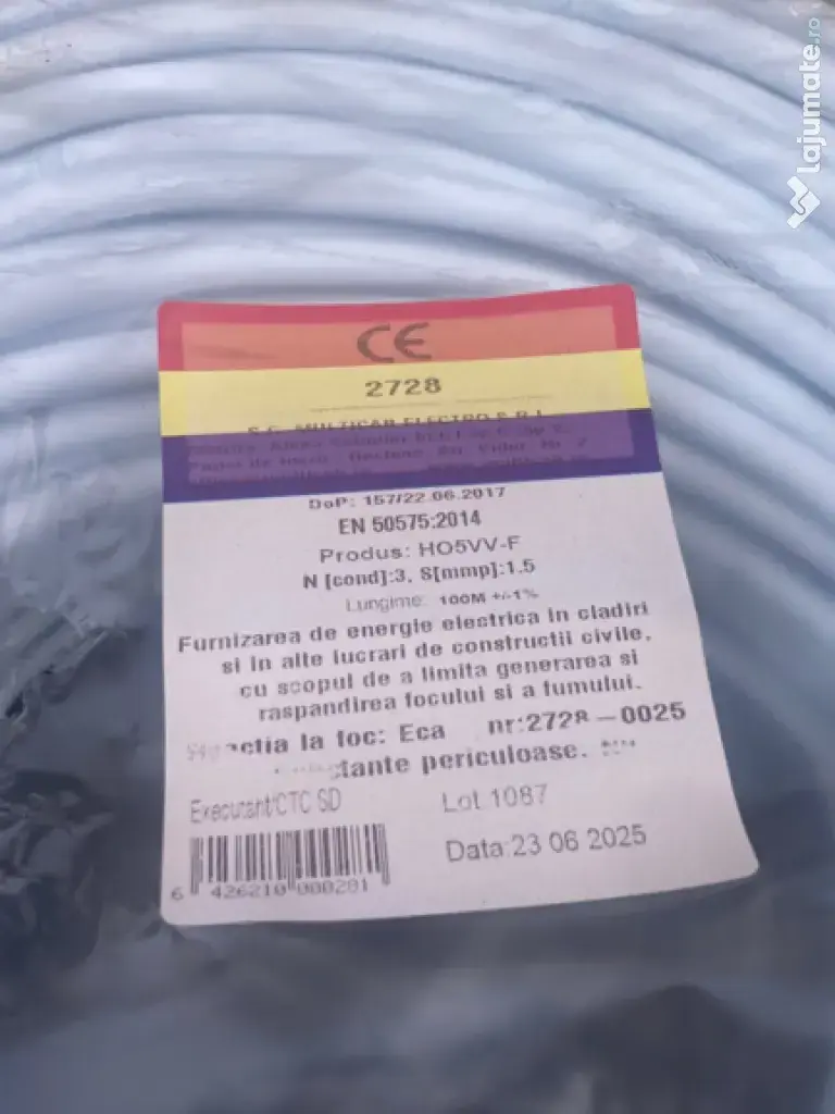 Cablu Litat 3x2,5mm și 3x1,5mm role 100m 