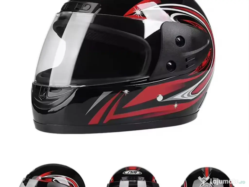 Casca moto/scuter Full face unisex, cu viziera, marime universala 58-62cm,Neagra