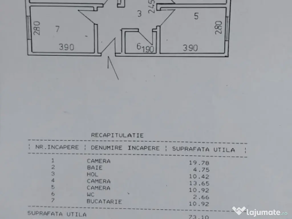 Apartament de 3 camere, 73 mp decomandat la parter inalt 