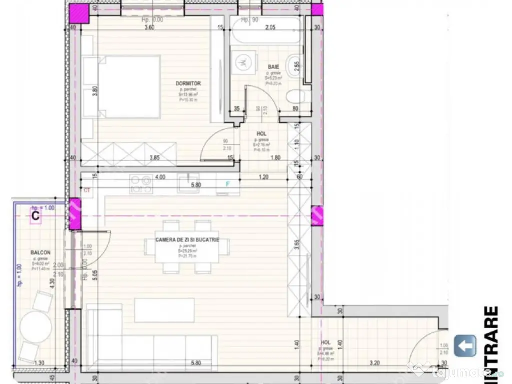 Apartament 2 camere la cheie loc parcare in zona Selimbar Pi