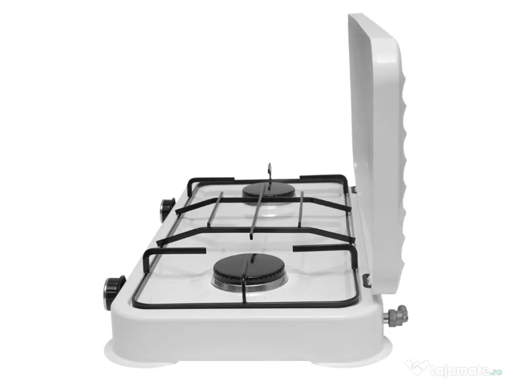 Plita Aragaz Mini 2 Ochiuri Arzator Gaz Camping Bucatarie Emailat Alb