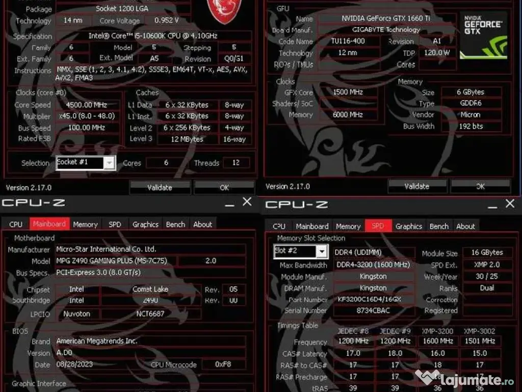 PC Nvidia 1660ti ddr6-kingston fury32gb ram ddr4 3200Mhz