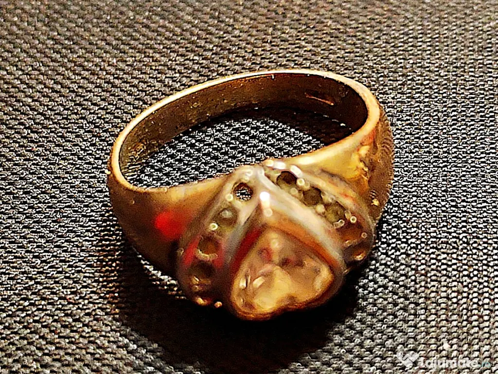 Inel argint suflat cu aur, dama 