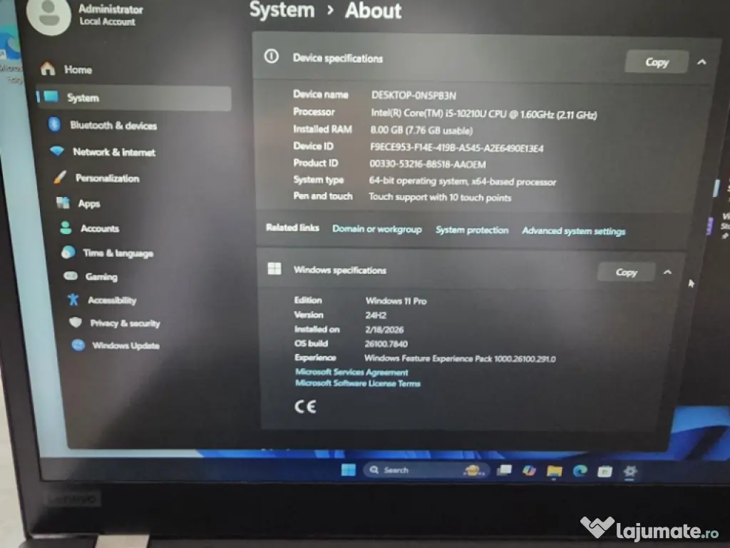 Laptop Lenovo T15