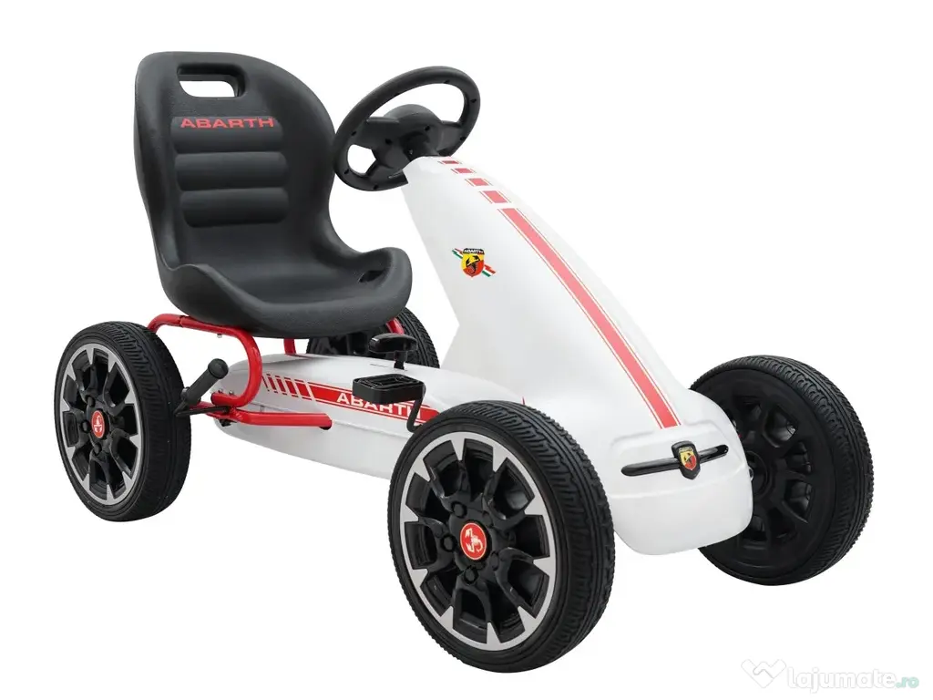 Kart cu pedale, pentru copii, de la Fiat Abarth, cu roti moi, white