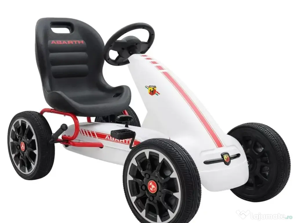 Kart cu pedale, pentru copii, de la Fiat Abarth, cu roti moi, white