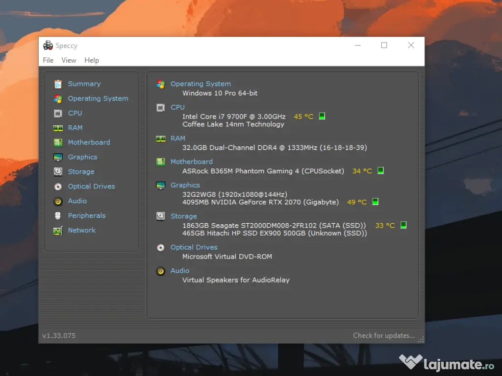 PC Gaming RTX 2070 + i7-9700F + 32GB RAM + SSD 500GB + HDD 2TB