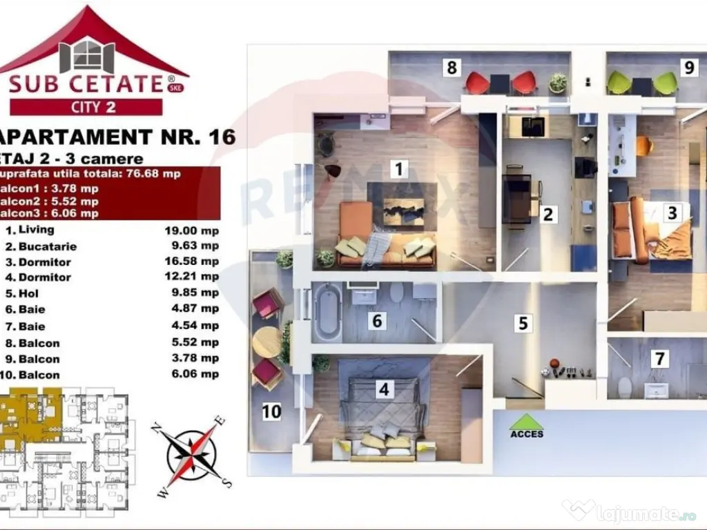 Apartament 3 camere | Subcetate City 2 – Sânpetru, Bra...