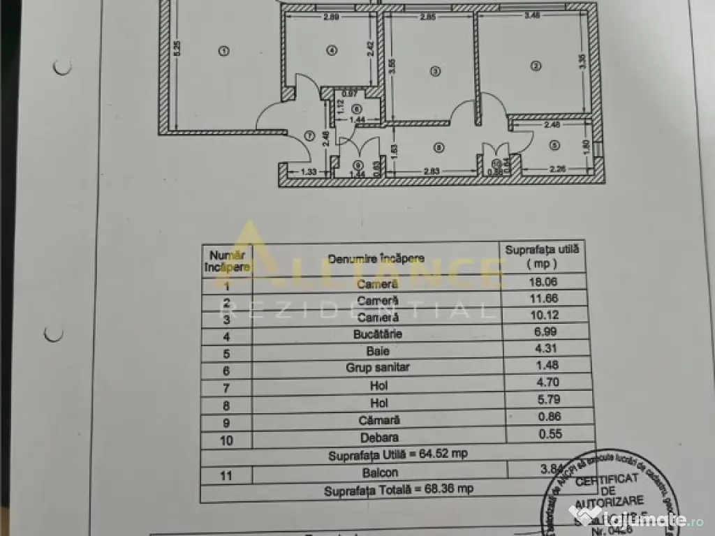 Apartament 3 Camere Decomandat – 450 m Metrou Aparatori... 