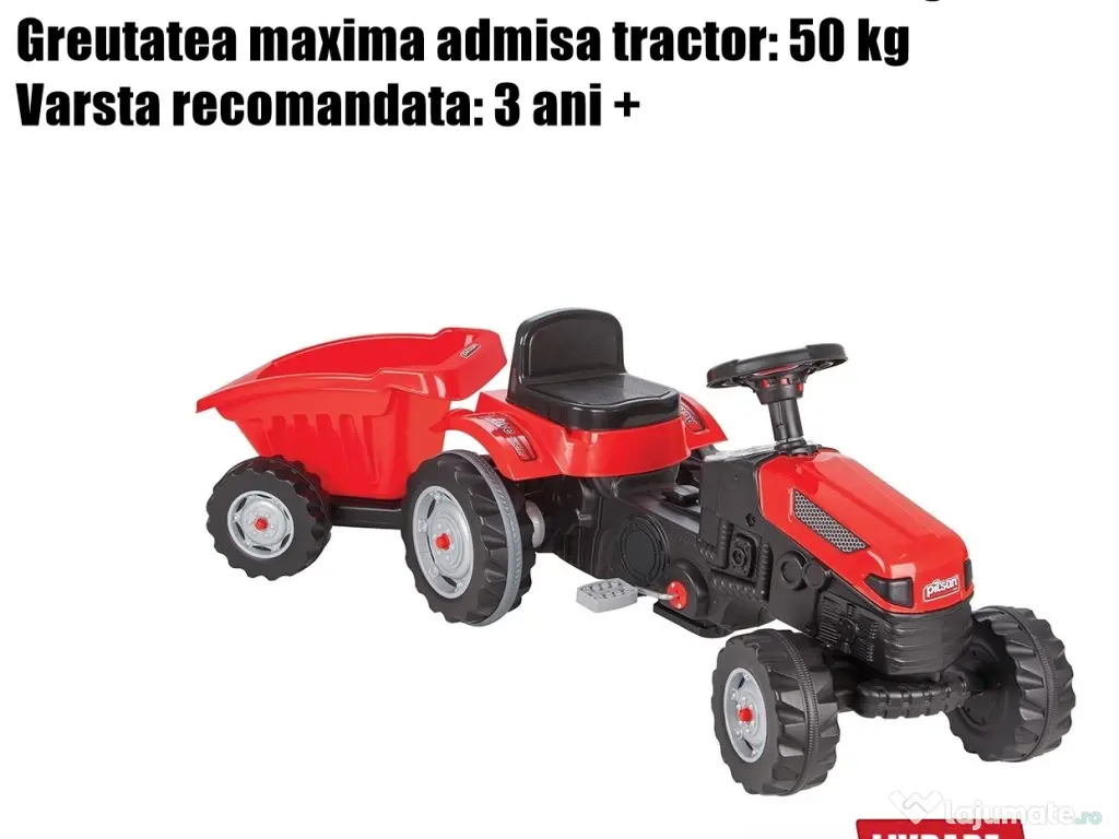 Tractor Copii Baiat Baieti cu Pedale si Remorca Rosu + LIVRARE GRATUITA 