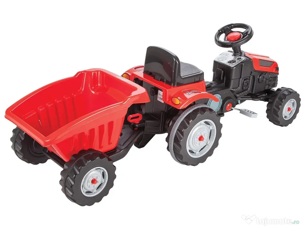 Tractor Copii Baiat Baieti cu Pedale si Remorca Rosu + LIVRARE GRATUITA 