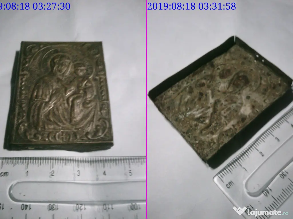 Icoana Veche Unicat cca Sec. XlX din Alama in Relief