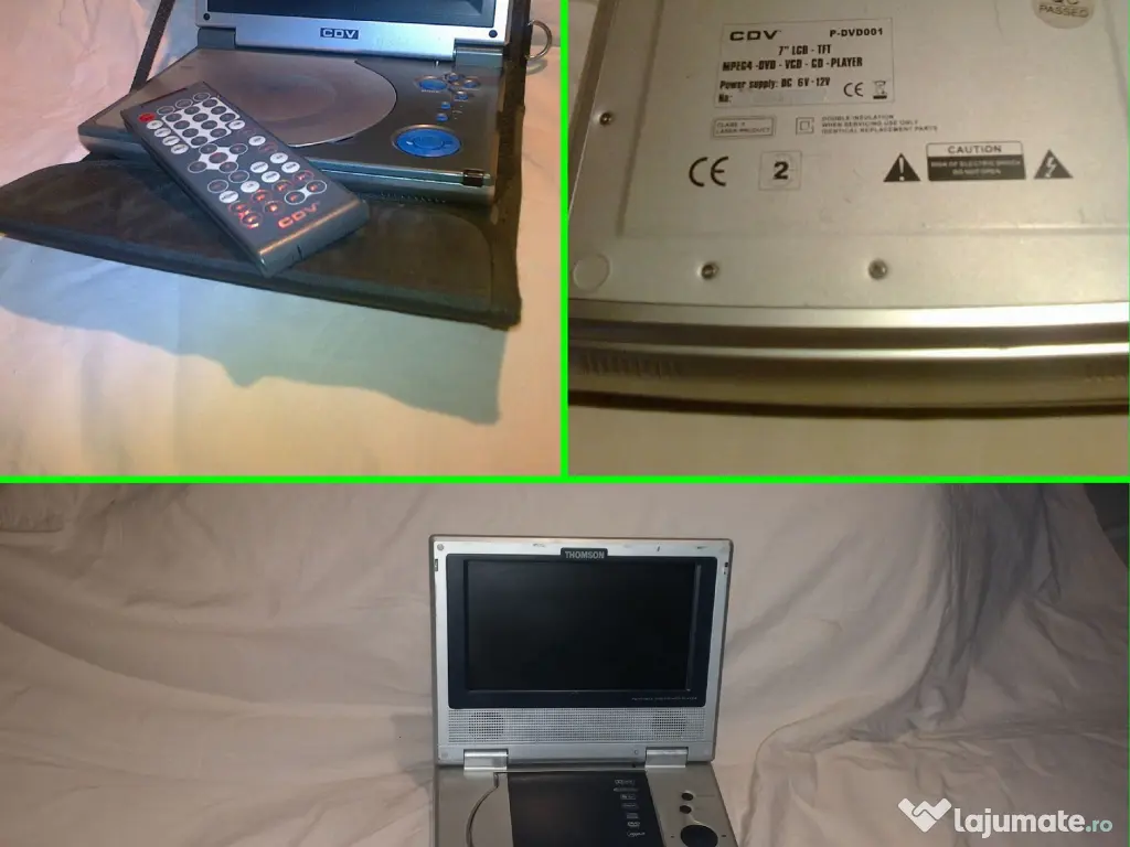 DVD player portabil 7 inch 2 buc. Husa si Telecomanda 