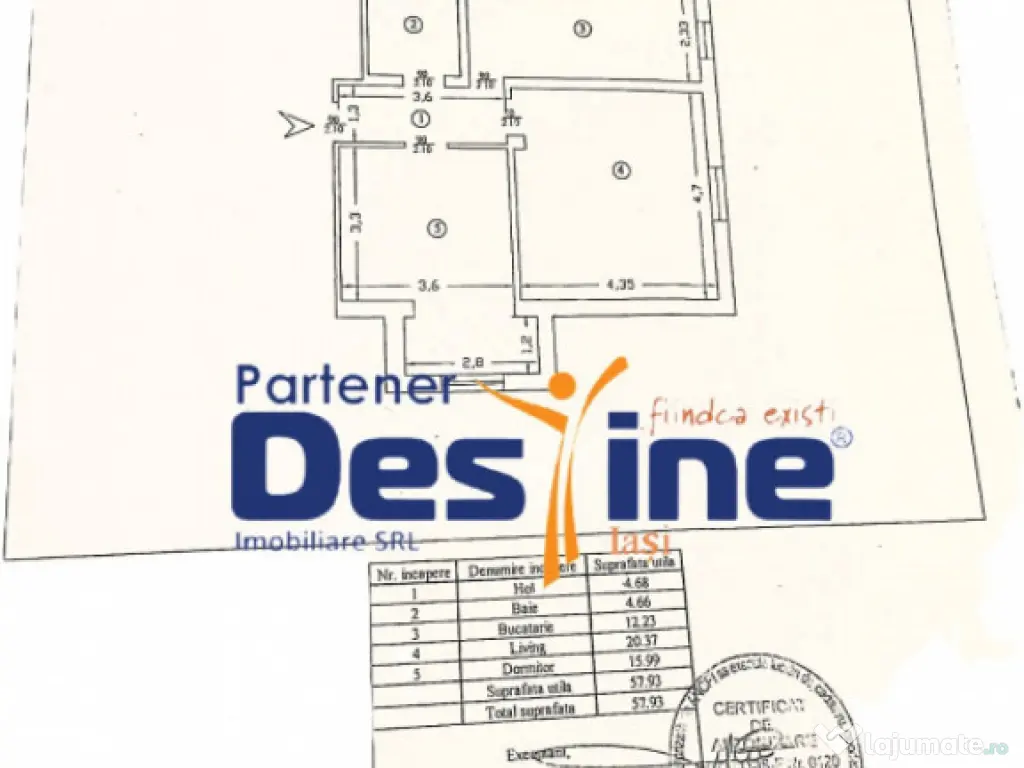 Apartament nou mobilat utilat 2 CD 60 mp loc parcare intabul 