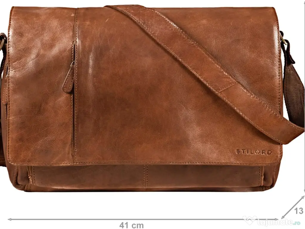 Geantă firma Stilord UK piele naturala bivol vintage Premium,dimensiuni 41cm33cm