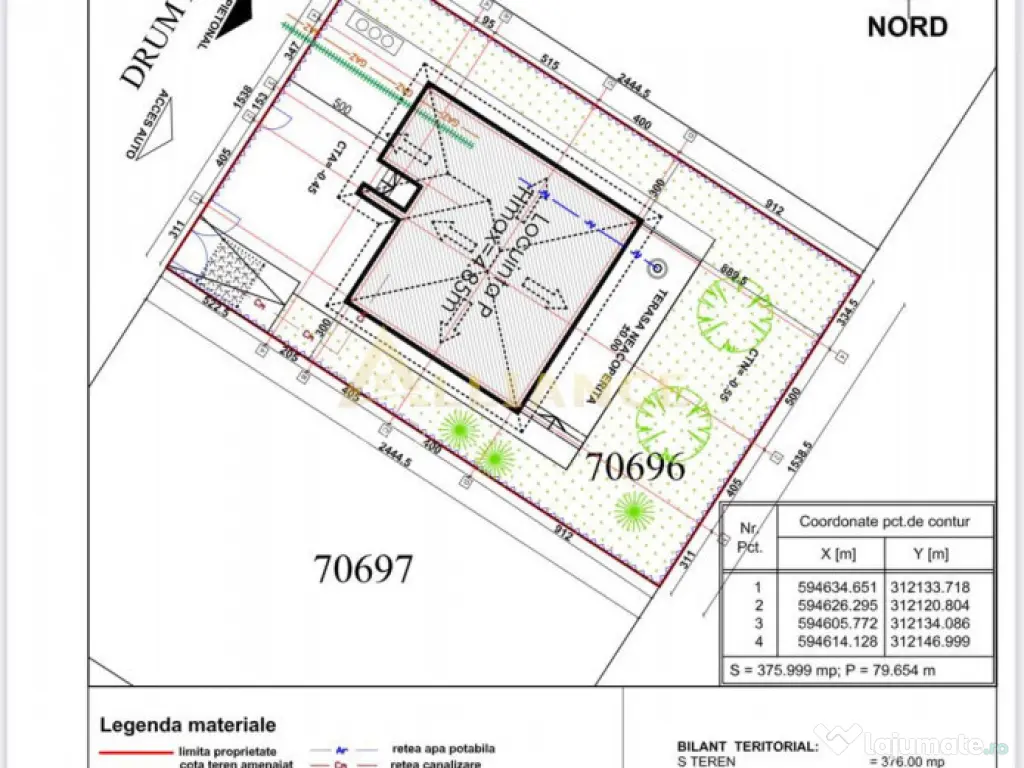 Casa 3 camere cu incalzire in pardoseala, teren 376 mp ??... 
