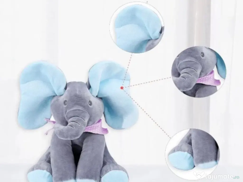 Elefant Cici Cucu Bau, Jucarie Interactiva, Albastru/Gri 