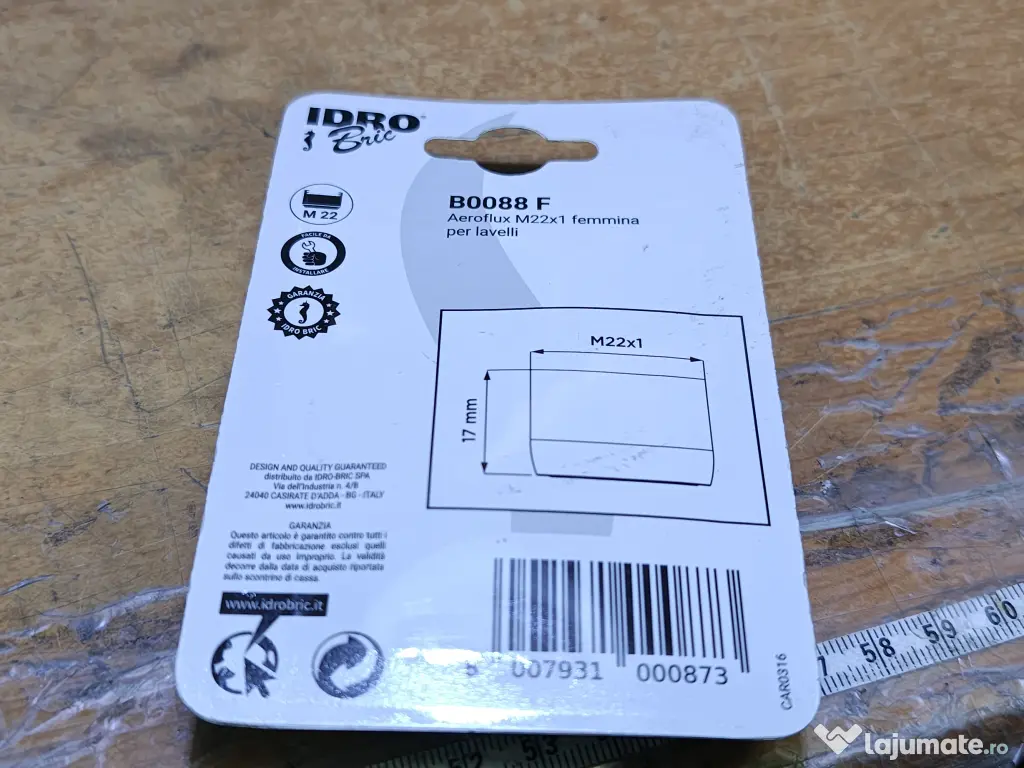 Aeroflux hahnbrecher, hydrobric, alamă cromată, filet interior m22x1, idb  #b973 