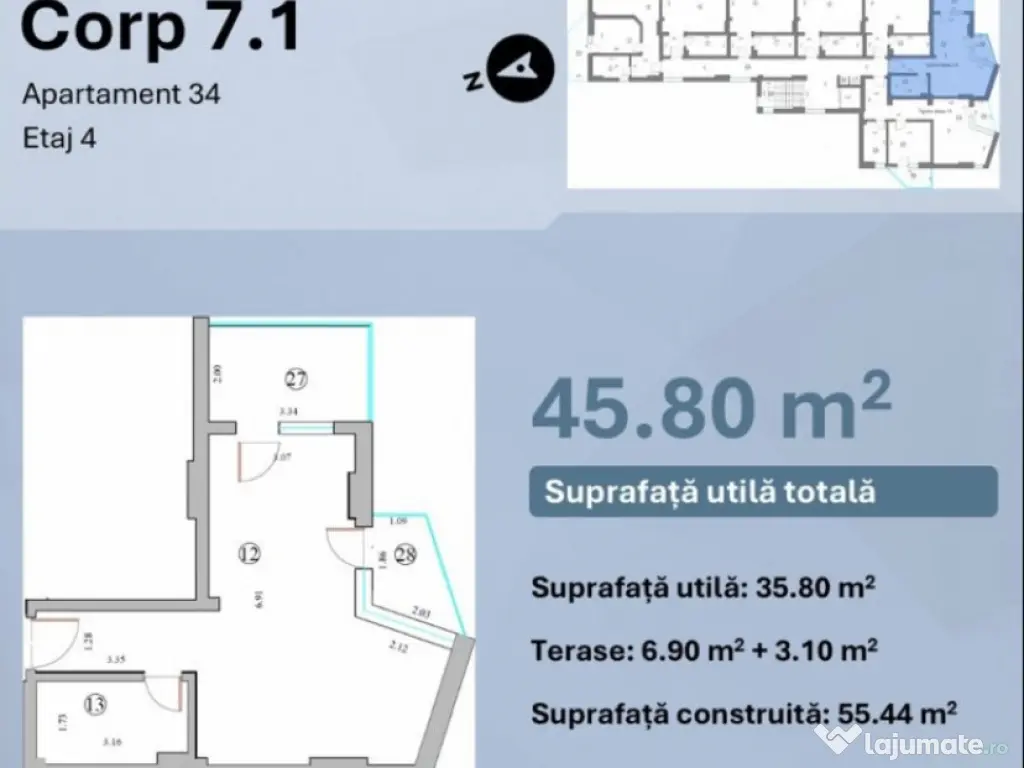 Studio 45,8 mp Mamaia Nord | lângă LIDL pe partea cu marea
