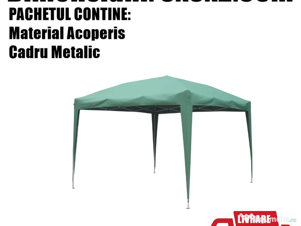 Pavilion CORT Umbrela Cadru Metal Gradina Terasa Curte Pliabil 3X3X2.55 M 