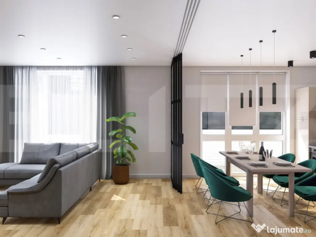 Apartament 2 camere, living cu bucătărie open space, balco 