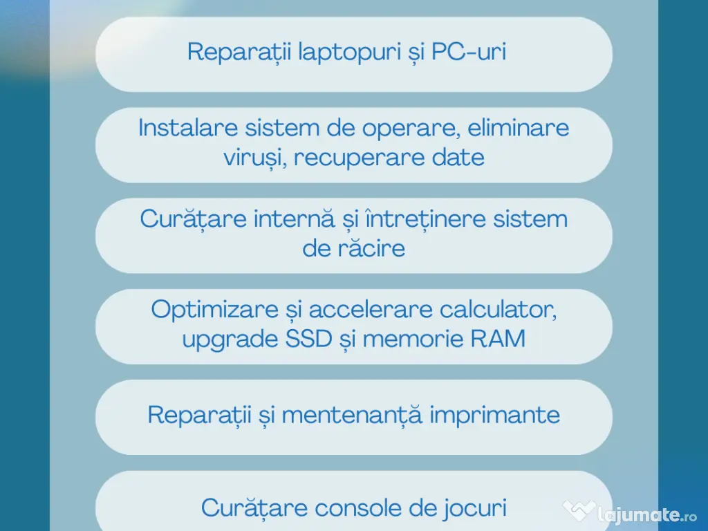 Service calculatoare, laptopuri și imprimante pentru persoane fizice și companii 