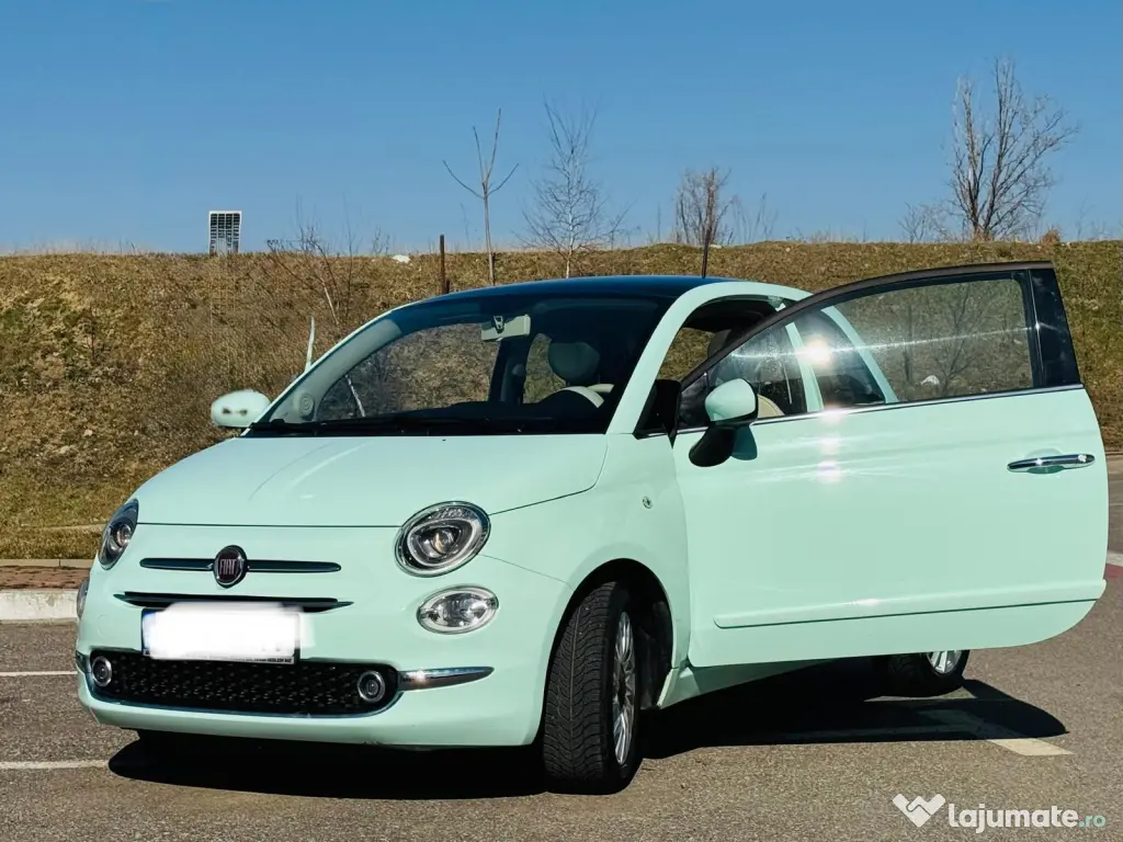 Fiat 500 Automată 2017 – 41.500 km – unic proprietar – verde fistic 